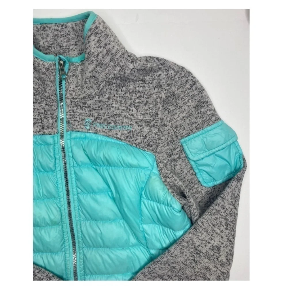 Free Country Mid-Weight Hybrid Down Jacket Turquoise/Grey Sz L